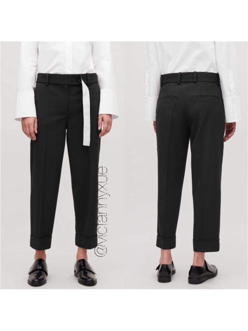 COS belted turn-up cropped wool pants 2